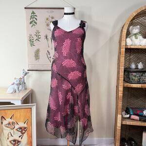 90s Y2k Pink Floral Asymmetric Dress Fairy Dolly Kei Dollette Coquette Femme M 8